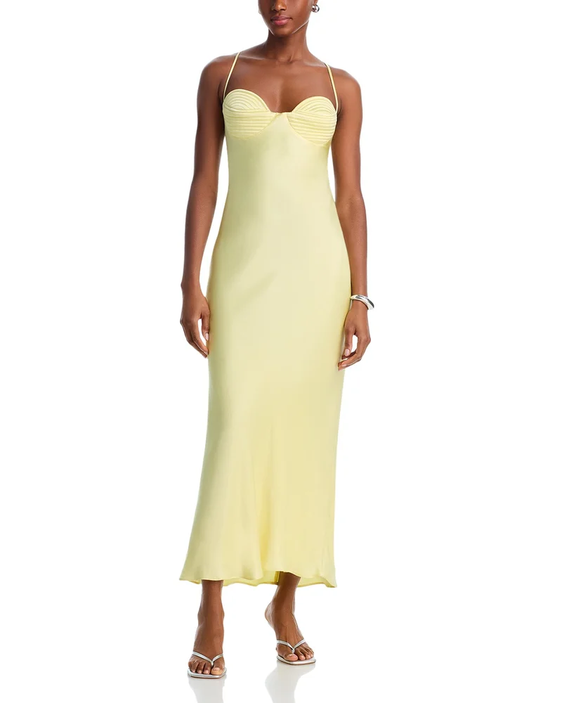 Devin Yellow Satin Maxi Dress