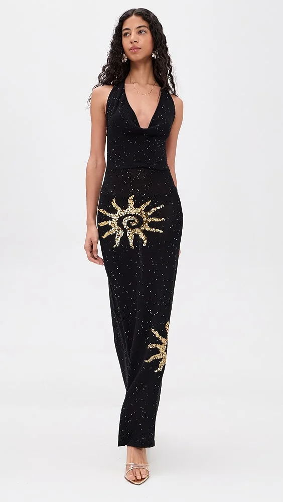 Yasmina Plunge Cowl Knit Maxi Dress