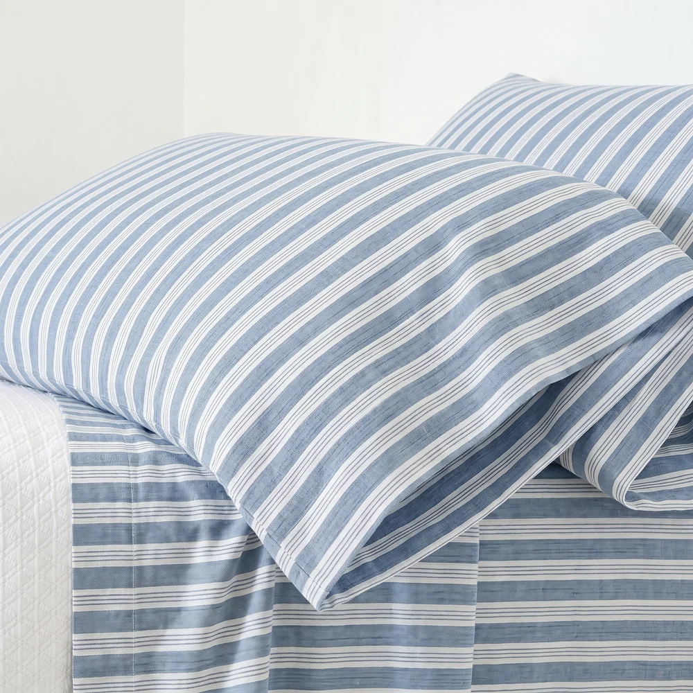 Simons Stripe Sheet Set in French Blue