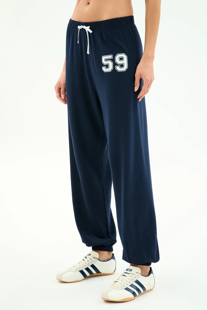 Andie Oversized Fleece Varsity 59 Sweatpant - Indigo/59