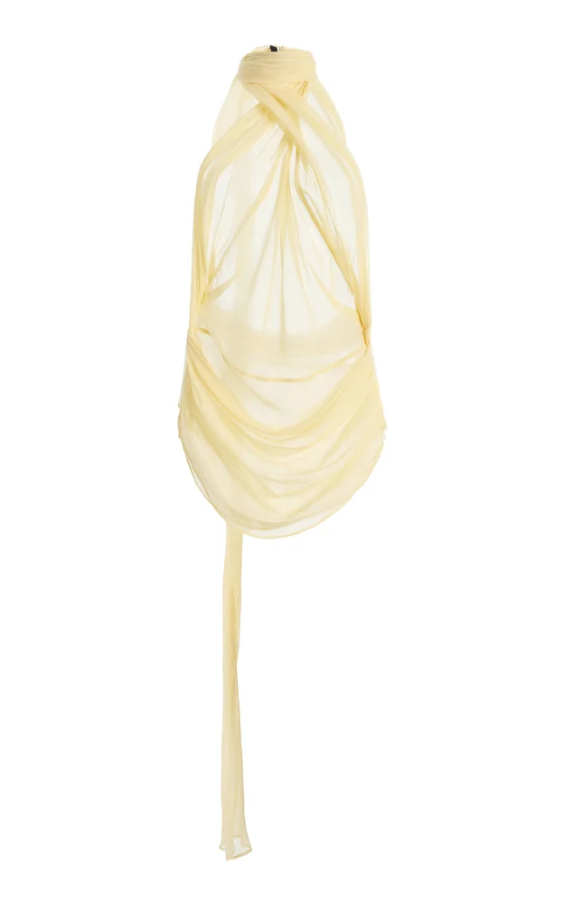 Wrap Silk-Blend Halter Top