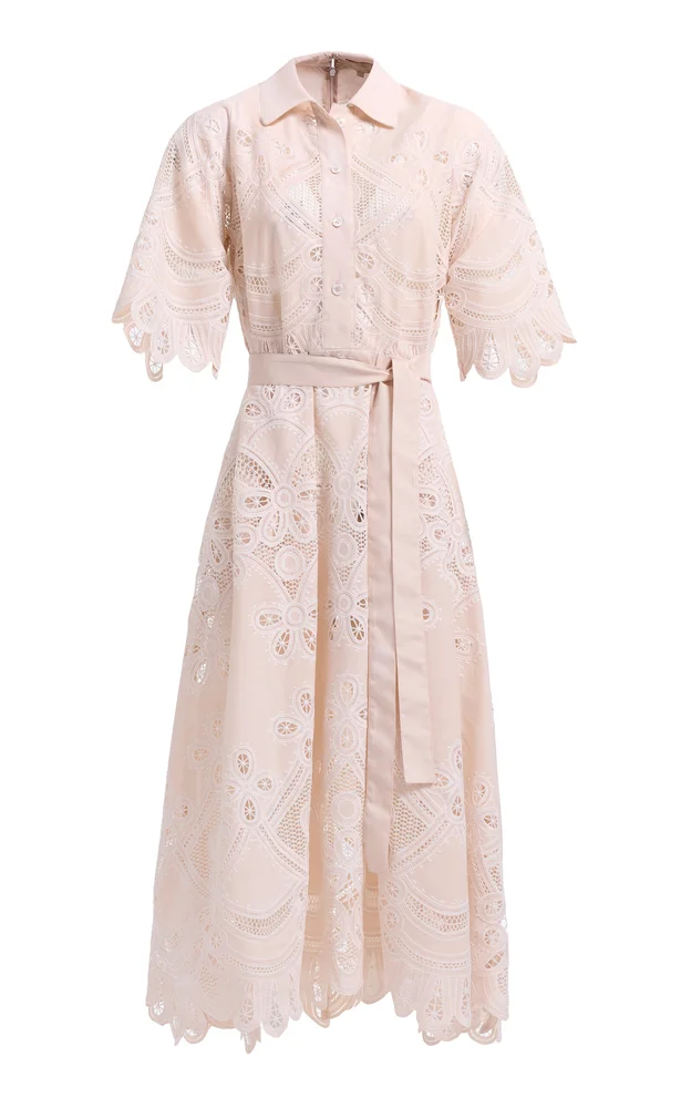 Embroidered Cotton Midi Dress