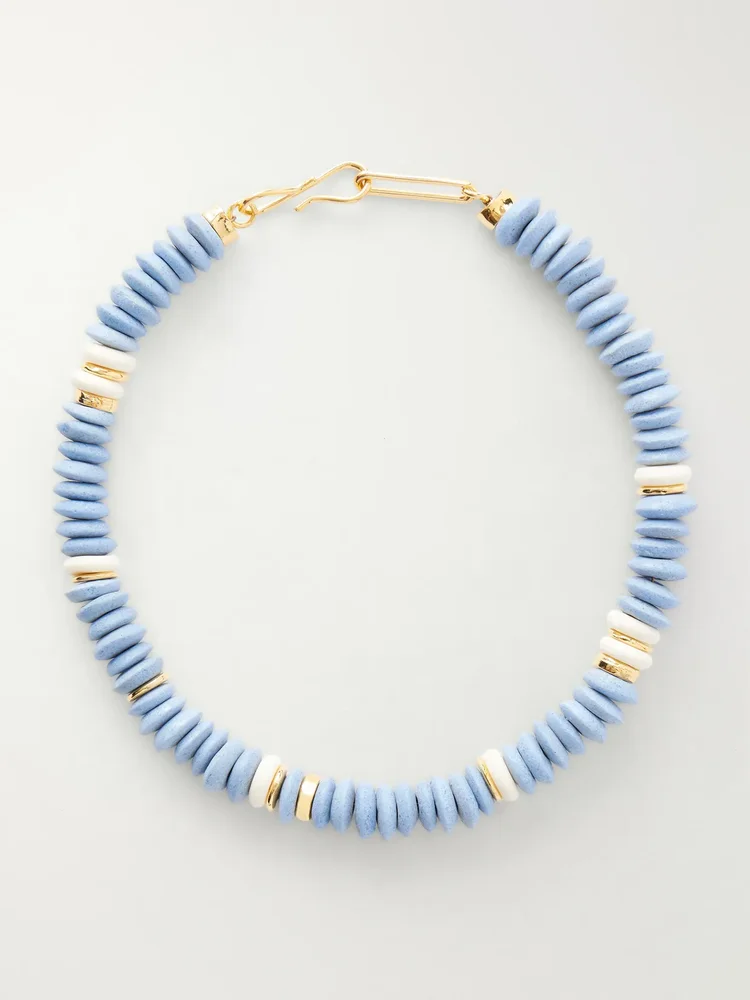 Laguna gold-plated beaded necklace