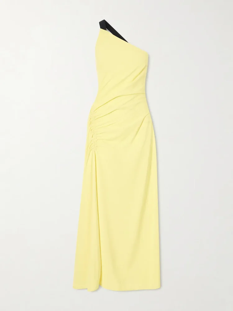 Sirena one-shoulder gathered crepe maxi dress