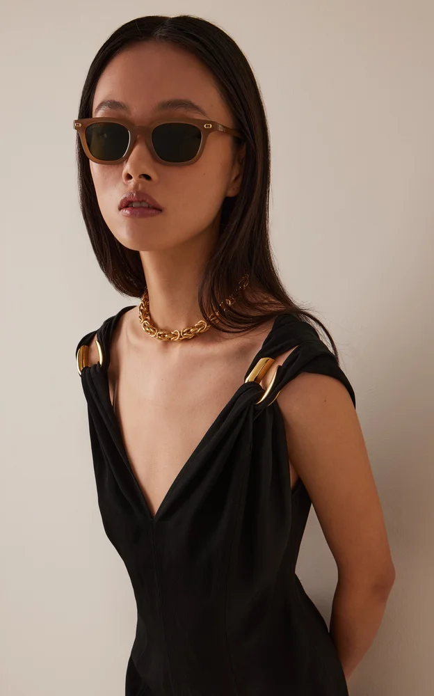 Rectangle-Frame Acetate Sunglasses