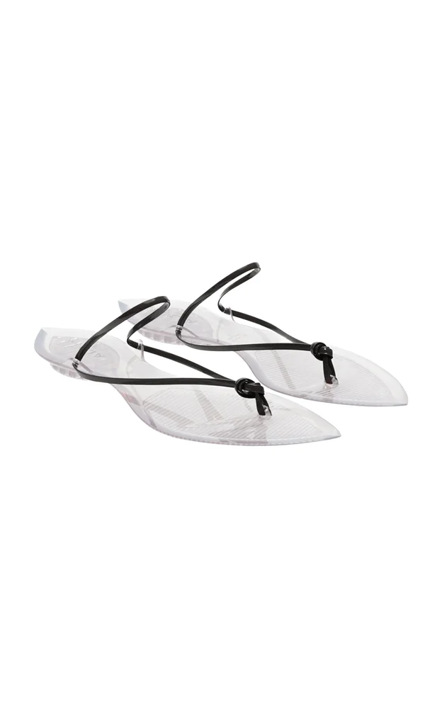 Invisible Thong Leather-Trimmed Sandals