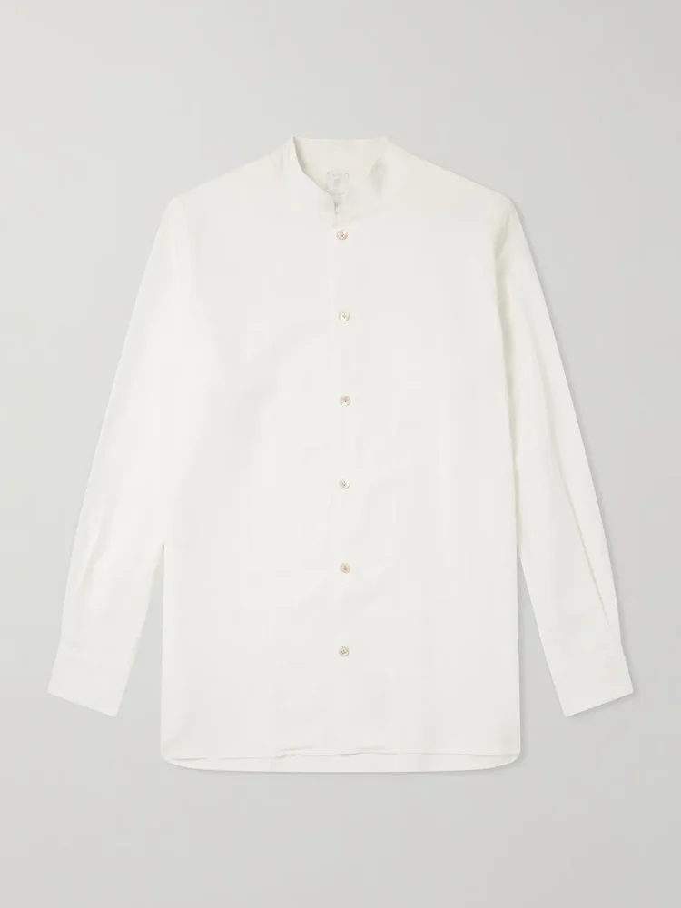 Nehru Lyocell, Linen and Cotton-Blend Shirt