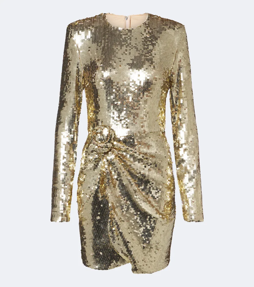 Gathered Sequined Minidress