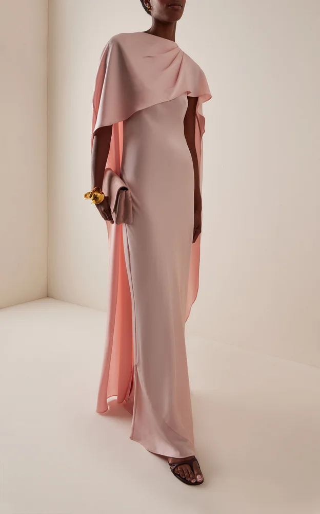 Izel Crepe Cape Gown