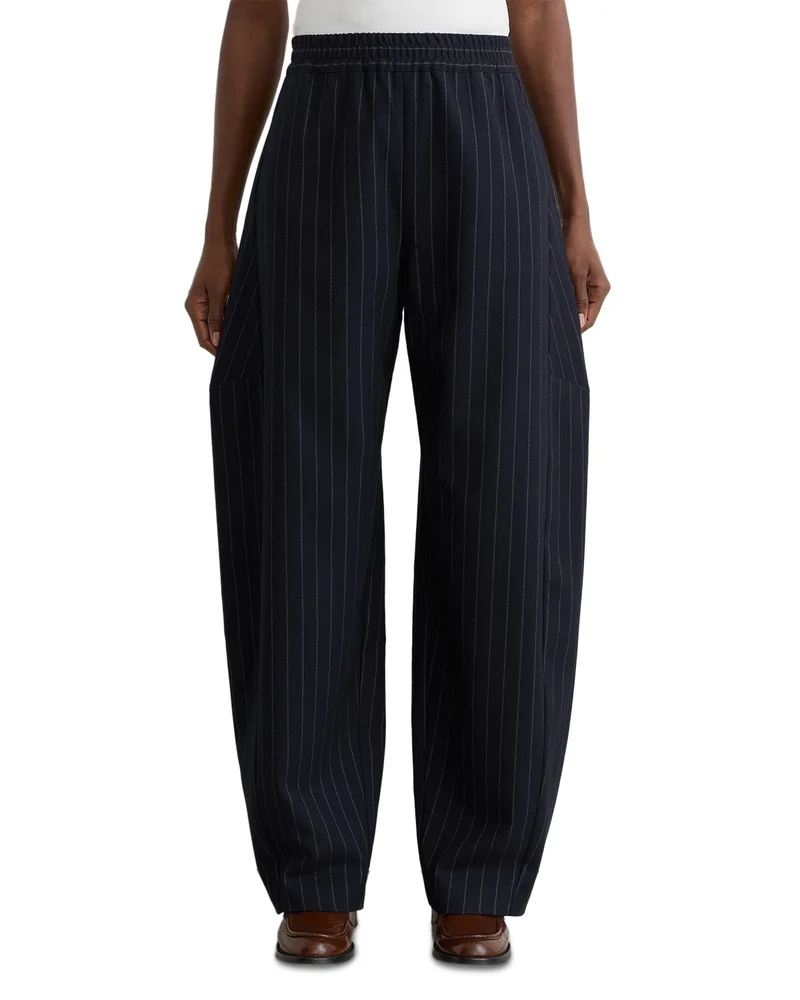 Elle Pinstriped High Rise Barrel Trousers