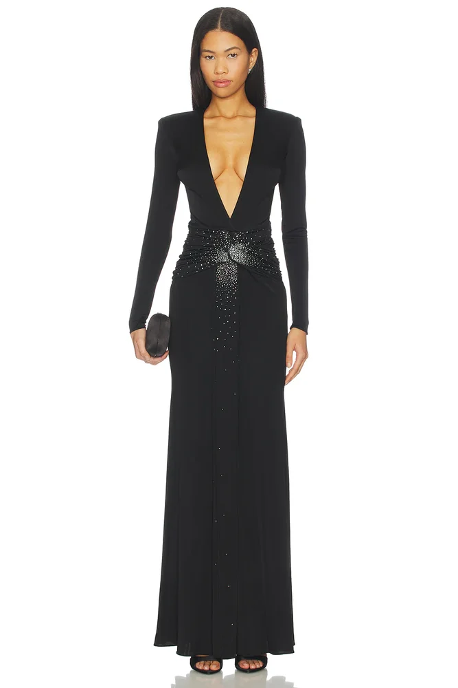 Azure Crystal Embellished Maxi Dress