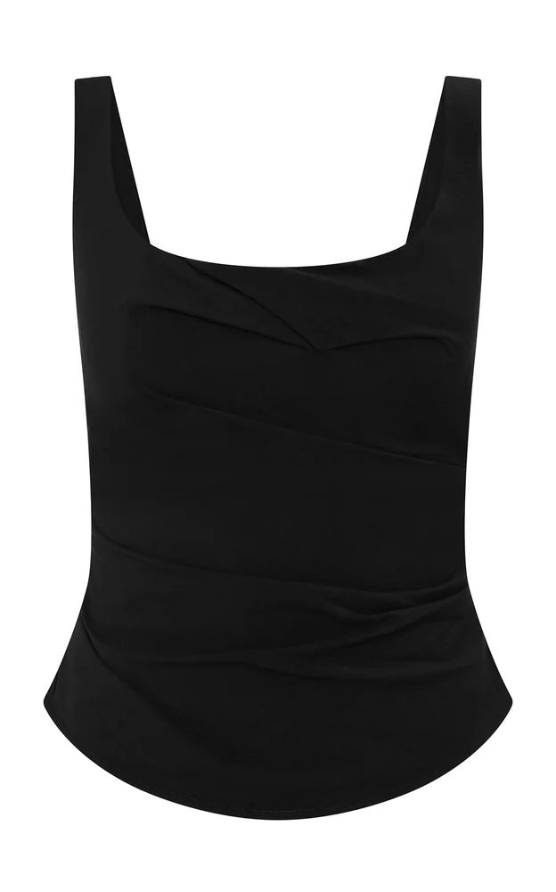 Cotton-Blend Draped Bodice