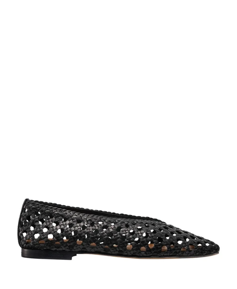 The Woven Paz Flat, Black Leather