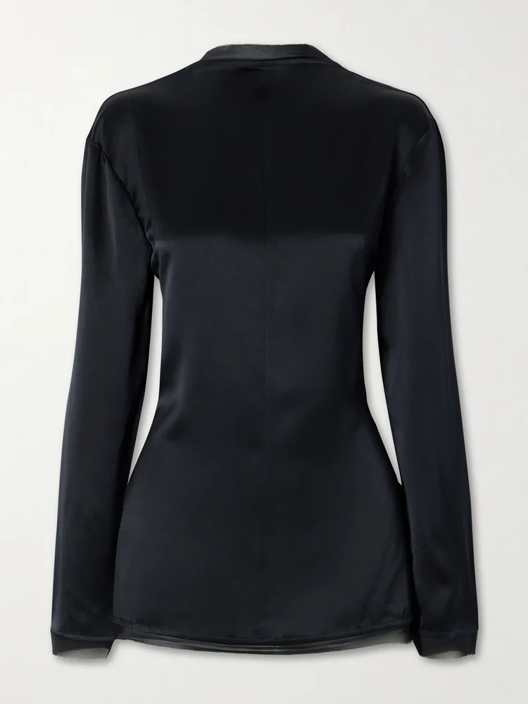 Beau open-back tie-detailed silk blouse