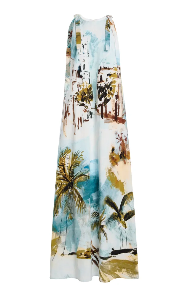 Printed Stretch Cotton-Poplin Maxi Dress