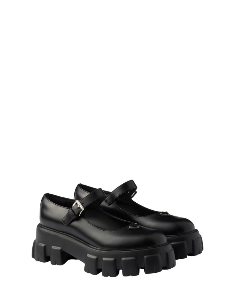 Brushed Leather Monolith Mary Janes