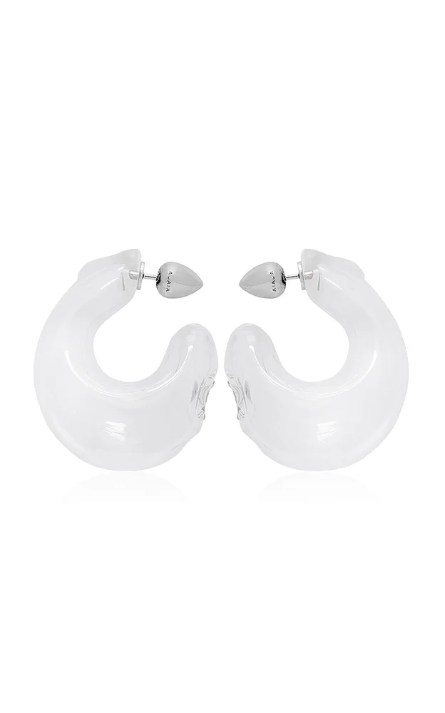 Bubble Glass and Brass Hoop Earrings