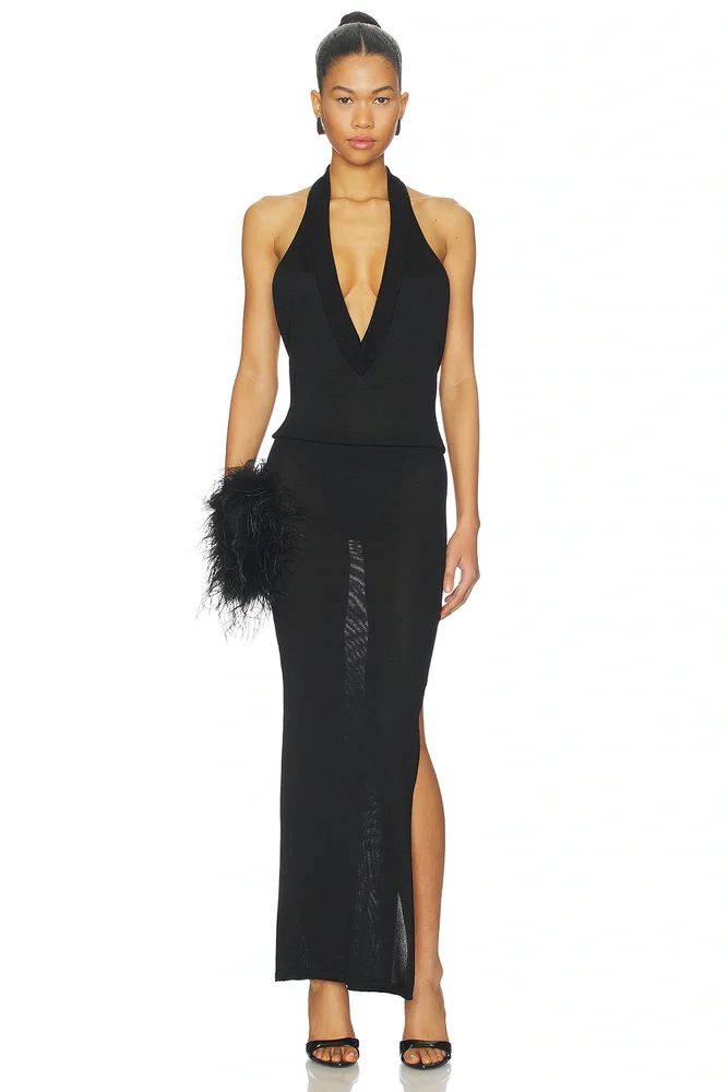 The Attico Deep V Midi Dress
