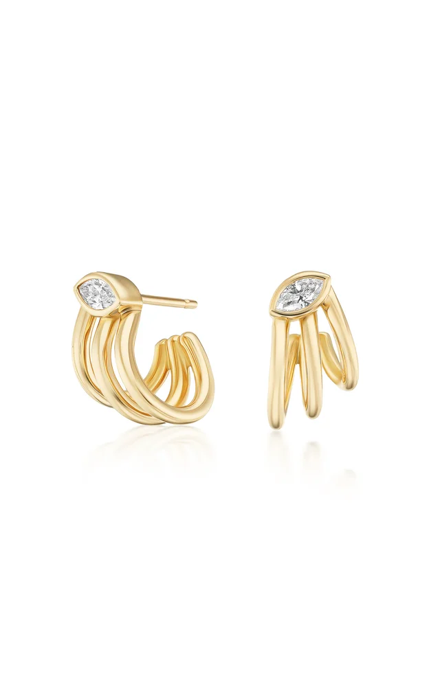 Petal 18K Yellow Gold Diamond Earrings