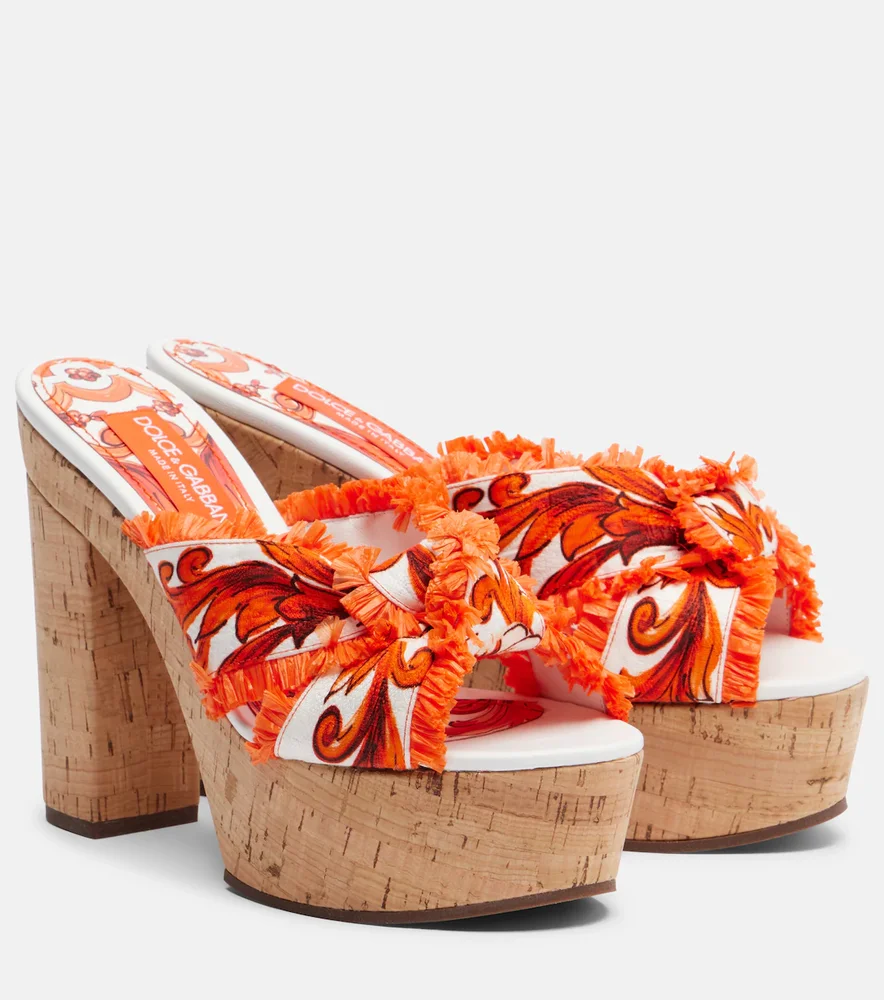 Majolica brocade platform sandals