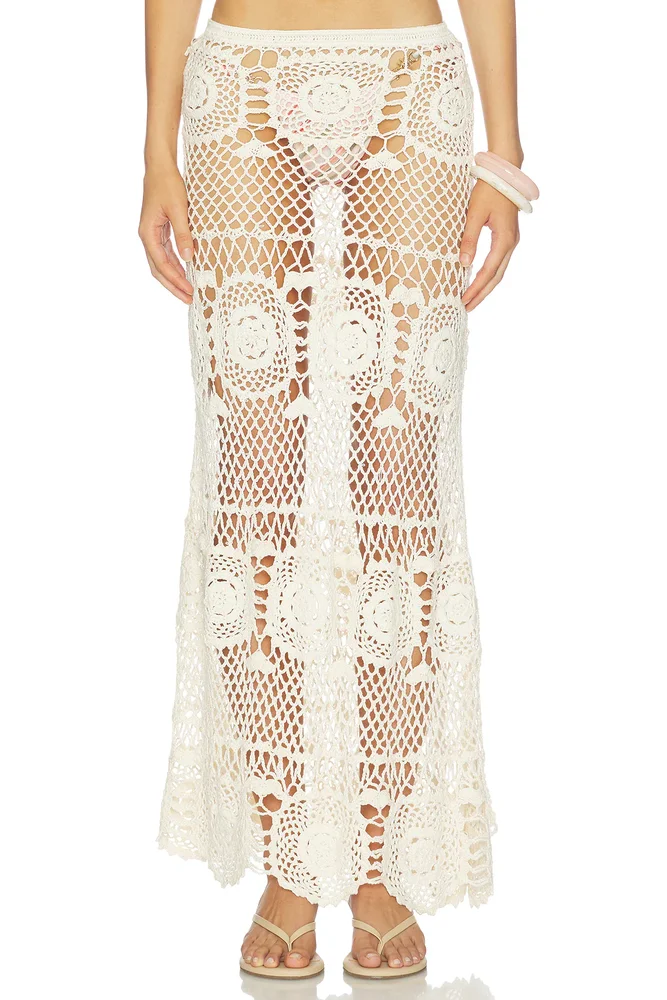 Allegra Solid Flower Maxi Skirt