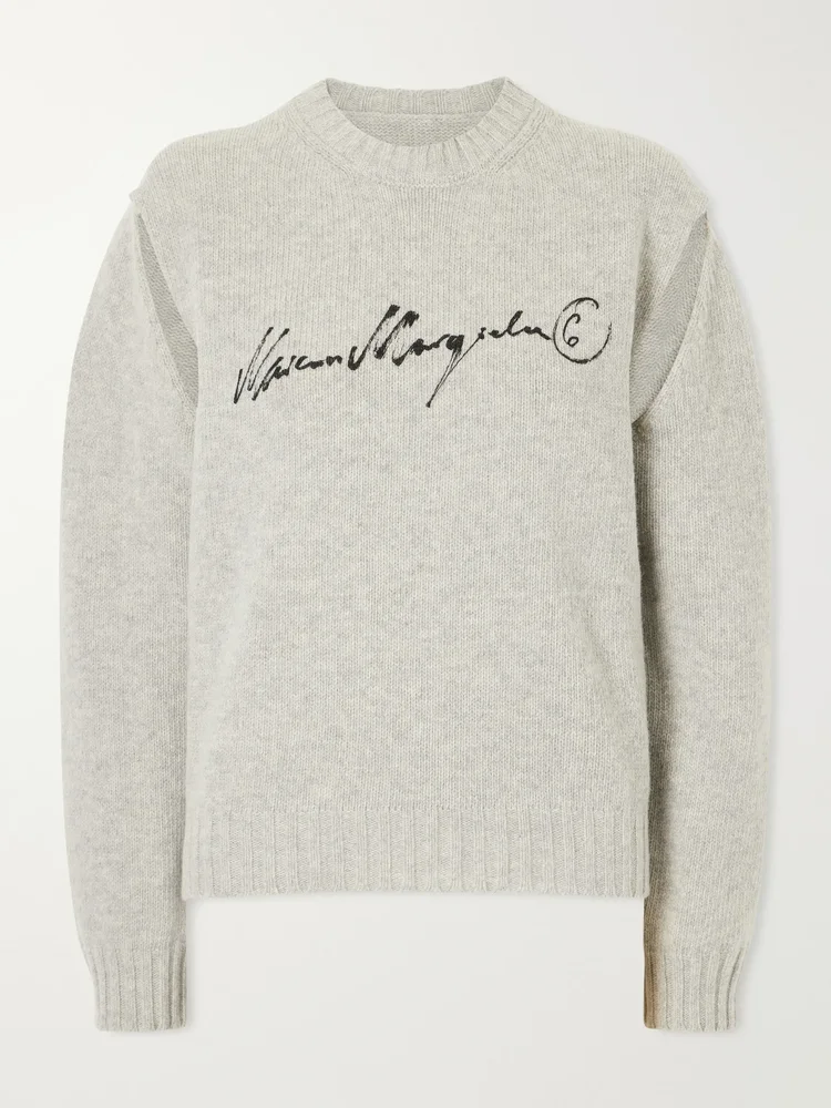 Logo-print cut-out wool-blend sweater