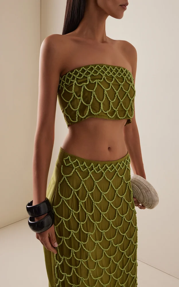 Exclusive La Isla Mika Beaded Cotton Strapless Top