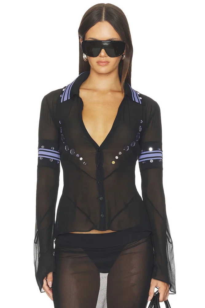 Geo Mirror Rib Color Block Shirt