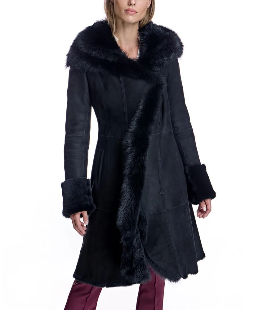 Hooded Shearling Coat