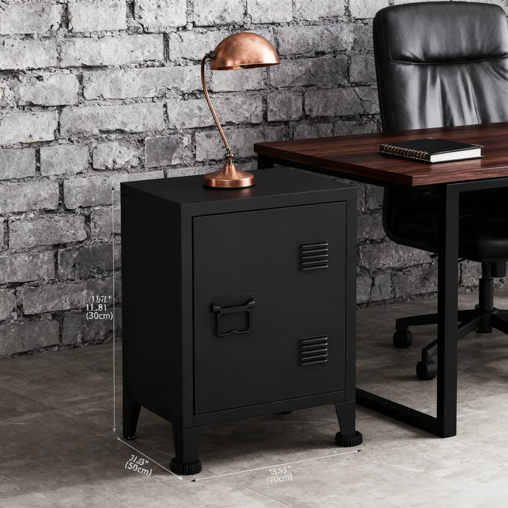 Modern Metal Nightstand With Shelf