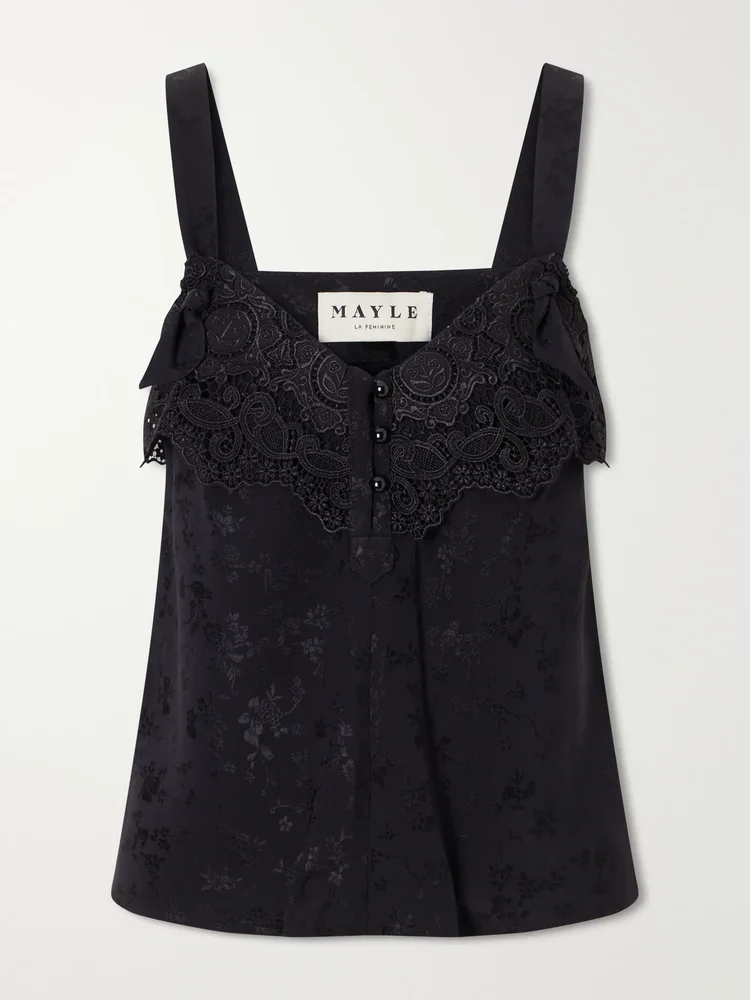 Cabane floral-jacquard silk top