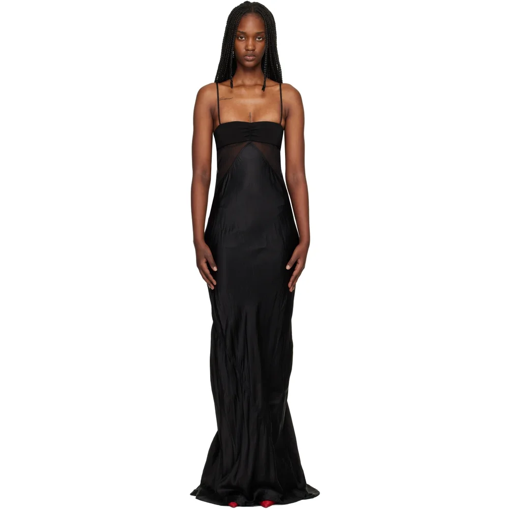 Black Temple Combo Slip Maxi Dress