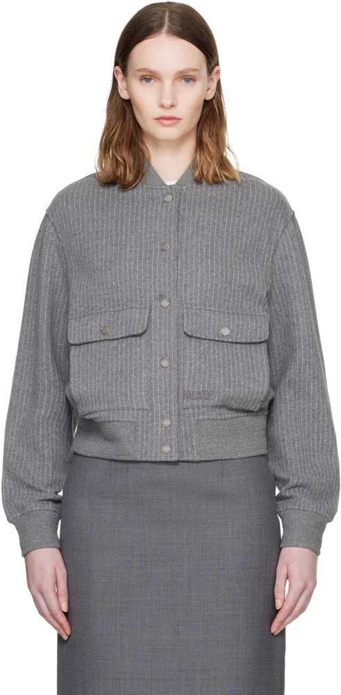 Grey JUNIPER-K Brushed Knit Bomber Jacket