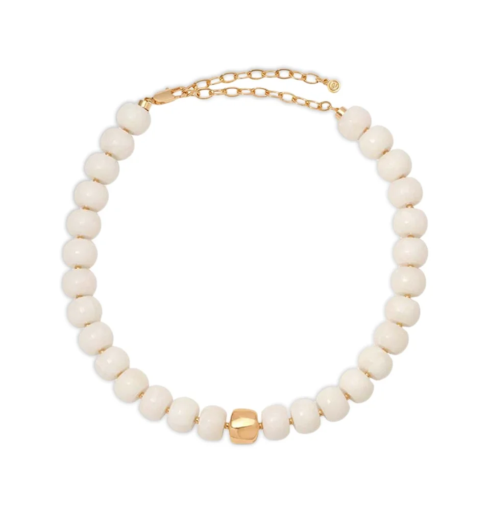 Power Bead Stone Statement Necklace, 15-20"