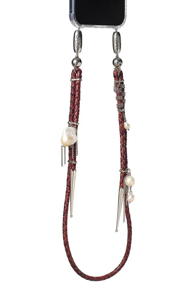 Leather Bolo + Pearl Shoulder Chain