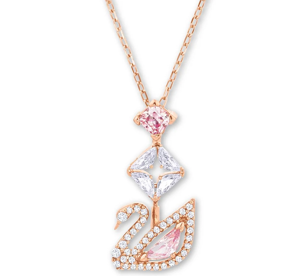 Iconic Swan Pendant Necklace, Rose Gold-Tone