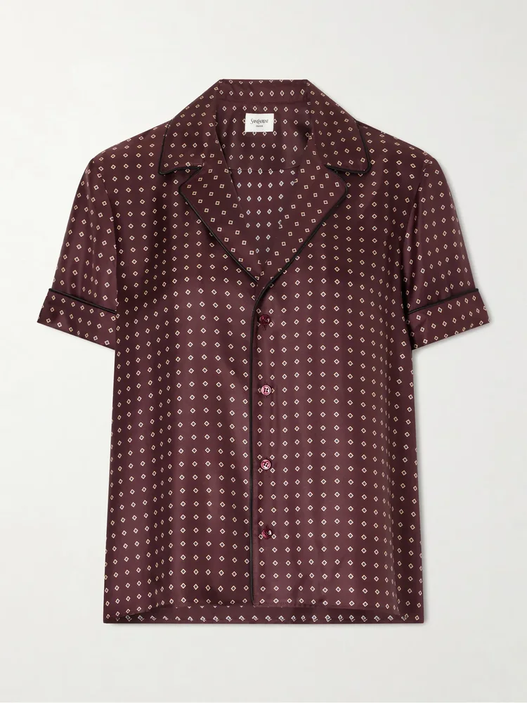printed silk twill shirt