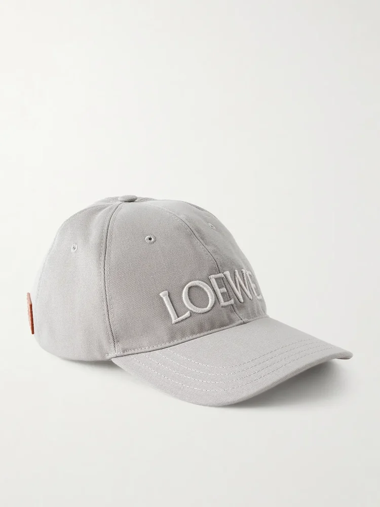 Leather-Trimmed Cotton Baseball Cap