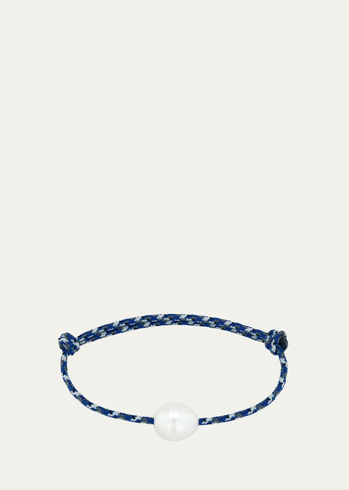 Medium Baroque Pearl Paracord Bracelet, Blue
