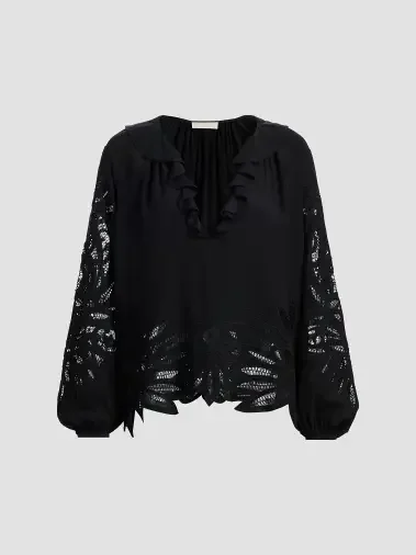 Pearl Long Sleeve Silk Blouse - Cerise