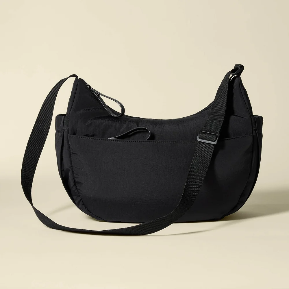 Crossbody Solid Shoulder Diaper Bag in Black