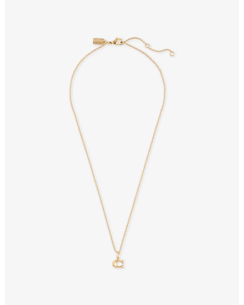 C Pendant Brass Necklace