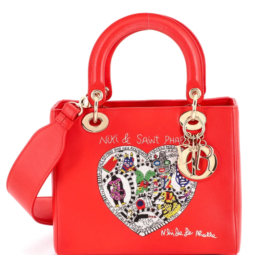 Pre-Owned Excellent Niki de Saint Phalle Embroidered Leather Medium Lady Dior