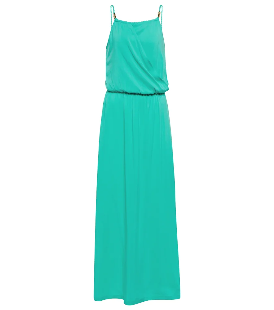 Braid-Trimmed Maxi Dress in Green
