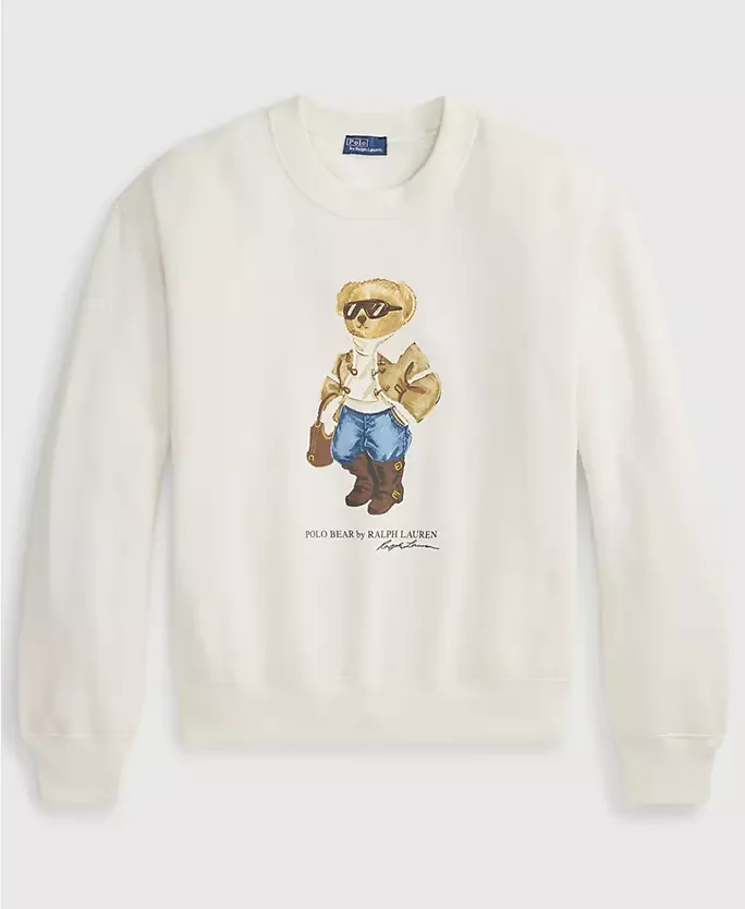 Women's Winter Polo Bear Fleece Crewneck Sweatshirt