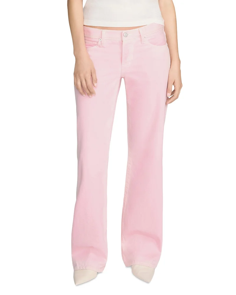 Petite The Pixie Gray Low Rise Wide Flare Leg Jeans in Cotton Candy