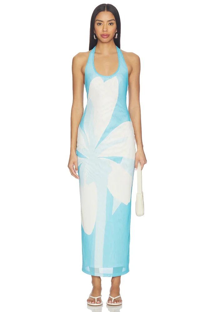 Mesh Halter Maxi Dress