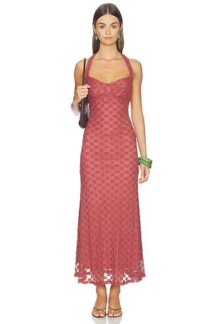Mariko Halter Neck Midi Dress