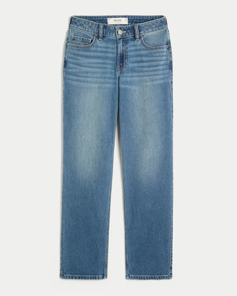 Mid-Rise Straight Jeans (medium wash)