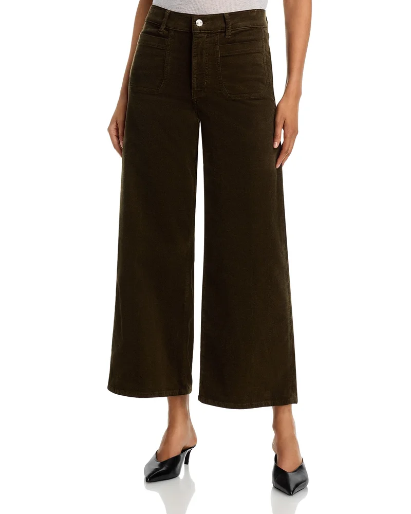 Le Slim Palazzo Mode High Rise Corduroy Jeans in Rich Military